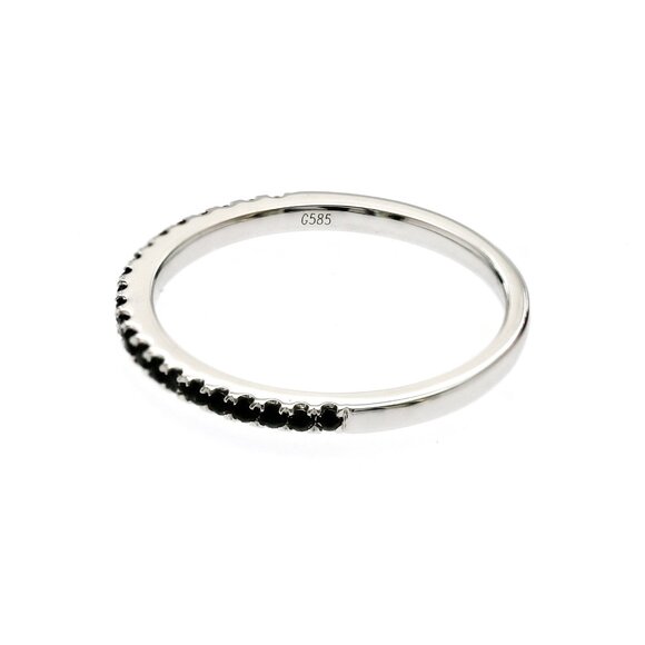 0.17 CT Natural Black Diamond14K White Gold Band Ring Size 6 - Picture 5 of 7